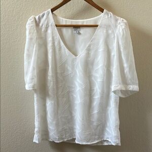 A New Day White Puff Short Sleeve Blouse M